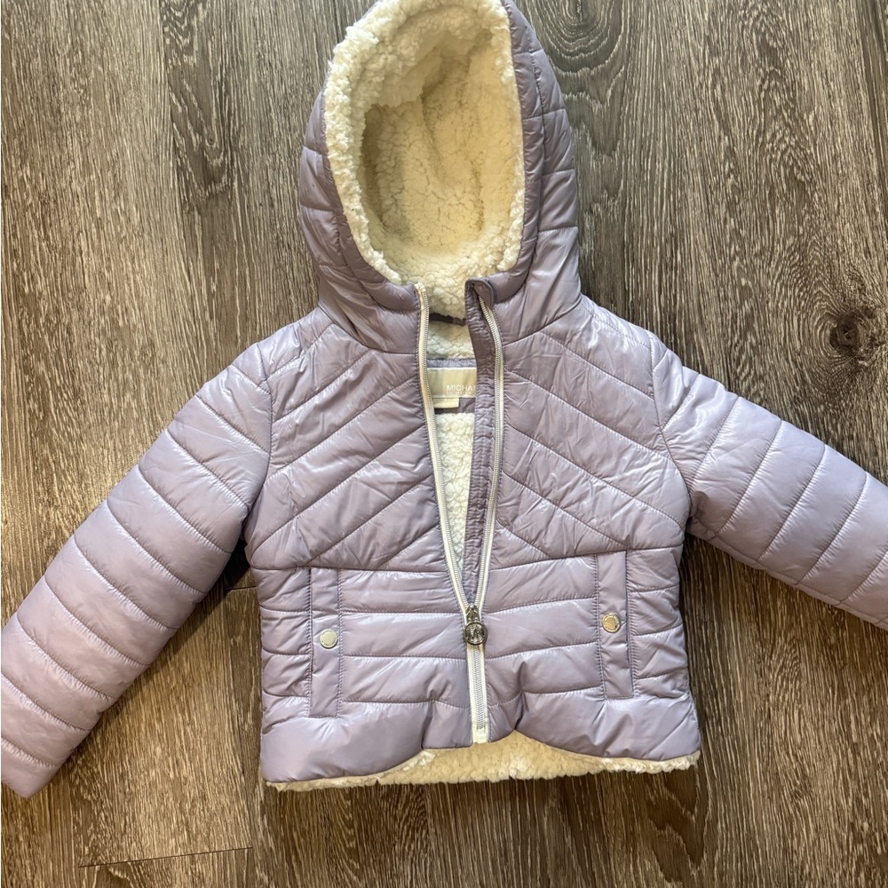 Michael Kors Light Purple Kids Puffer Jacket with Hood